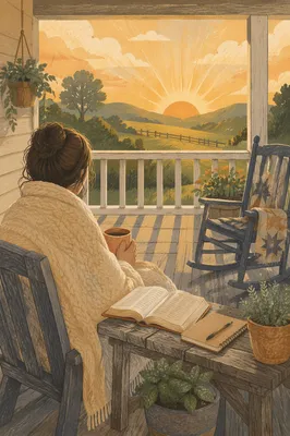 Peaceful Sunrise Devotion on Rustic Porch