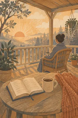 Sunrise Morning Devotion on a Peaceful Porch