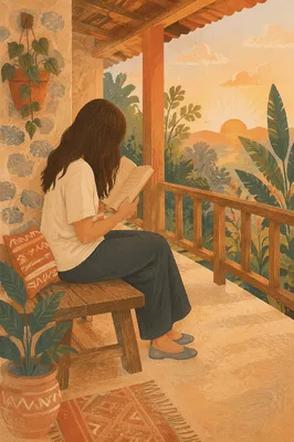 Sunrise Morning Devotion on Rustic Porch