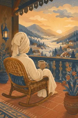 Sunrise Morning Devotion on Rustic Porch