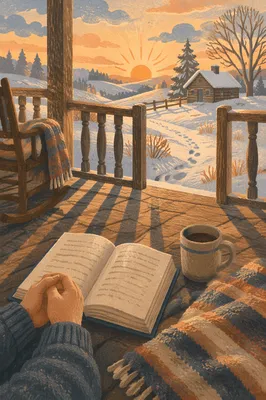 Sunrise Morning Devotion on Rustic Porch