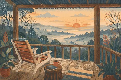 Sunrise Devotion on Rustic Porch