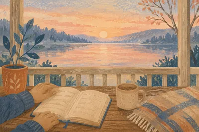 Sunrise Devotion on a Peaceful Lake Porch