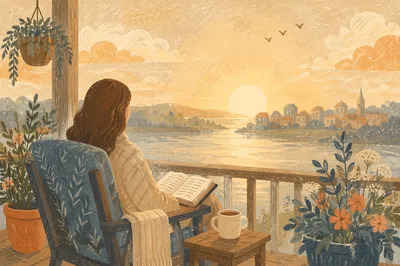 Sunrise Morning Devotion on Peaceful Porch