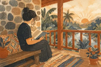 Sunrise Morning Devotion on Rustic Porch