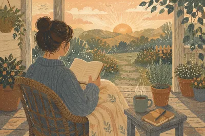 Peaceful Sunrise Devotion on Wooden Porch