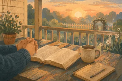 Sunrise Devotion on a Cozy Porch