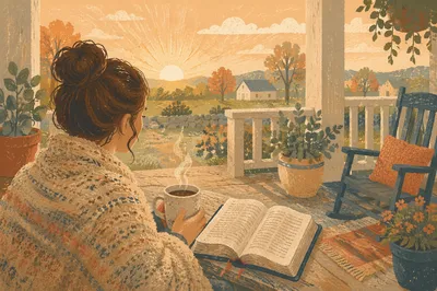 Sunrise Morning Devotion on Cozy Porch