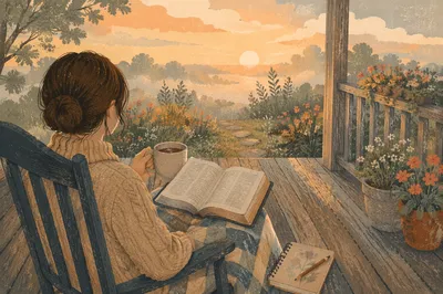 Sunrise Porch Devotion with Open Bible