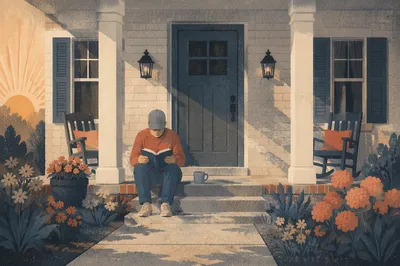 Sunrise Porch Devotion in Quiet Monochrome