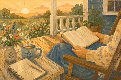 Sunrise Porch Devotion with Open Bible