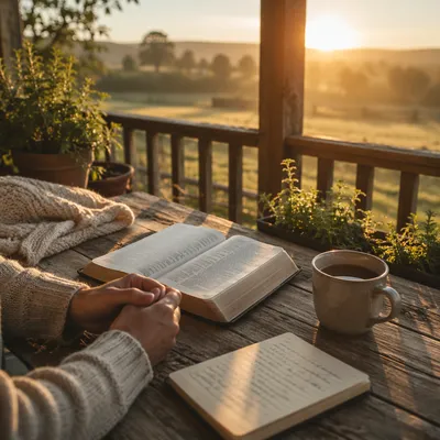 Sunrise Devotion on a Rustic Porch