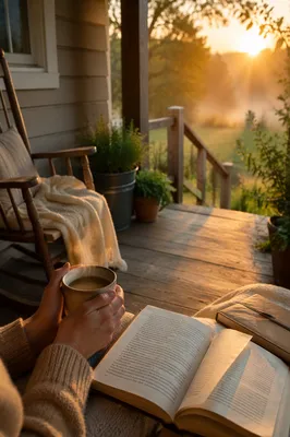 Sunrise Morning Devotion on Rustic Porch