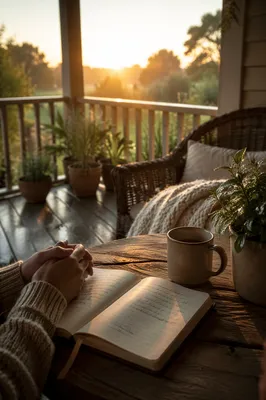 Sunrise Morning Devotion on Cozy Porch