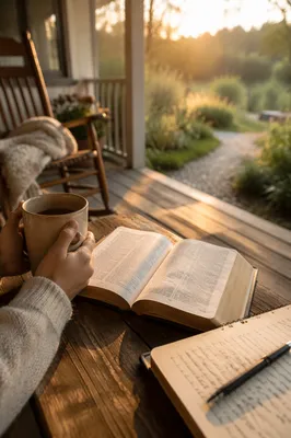 Sunrise Devotion on a Peaceful Porch