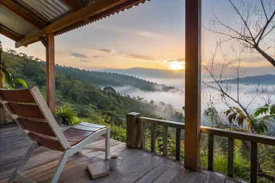 Sunrise Morning Devotion on Rustic Porch