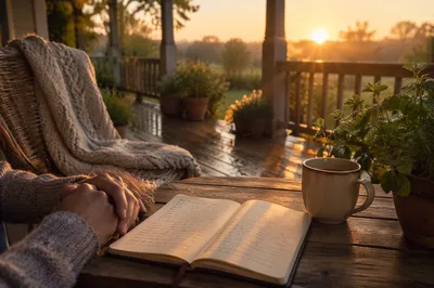 Sunrise Morning Devotion on Cozy Porch