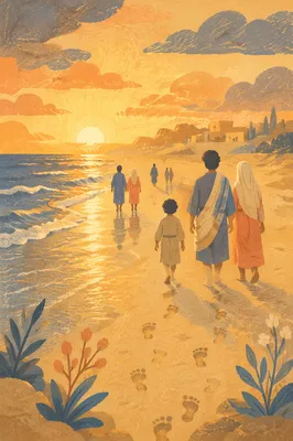 Peaceful Barefoot Walk on Sunset Shore