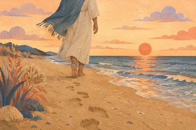 Barefoot Sunset Walk on Quiet Beach
