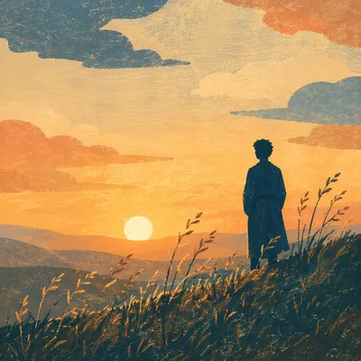 Reflective Silhouette on Sunset Hill