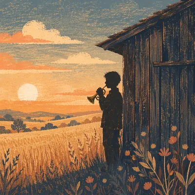 Golden Hour Silhouette on Rural Hill