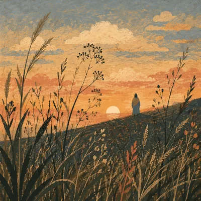 Golden Hour Silhouette on Quiet Hill