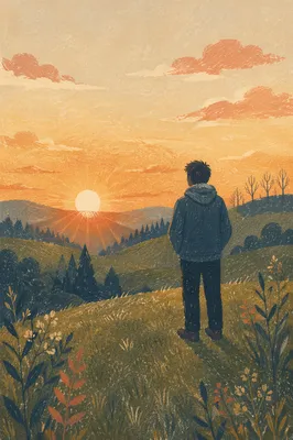 Solitary Hilltop Silhouette at Golden Hour