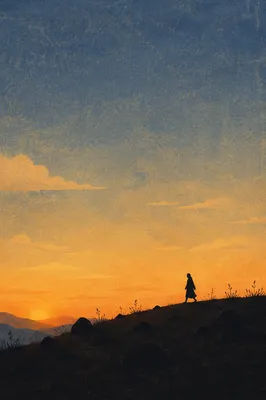 Golden Hour Silhouette on Quiet Hill
