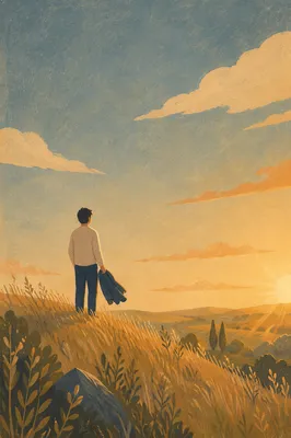 Hopeful Silhouette on Hill at Sunset