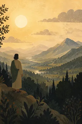 Golden Hour Silhouette on Mountain Overlook