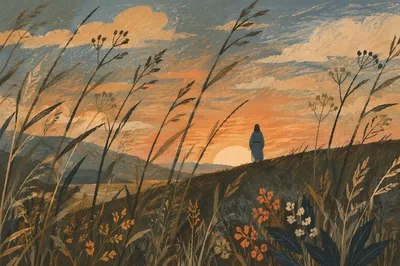 Golden Hour Silhouette on Quiet Hill