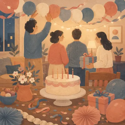 Cozy Surprise Party Living Room Celebration