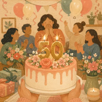 Surprise Birthday Cake with Friends Celebration