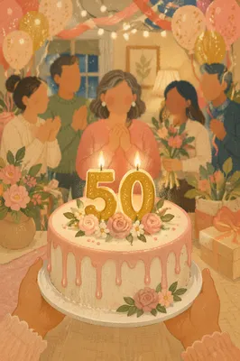 Elegant 50th Birthday Surprise Cake Celebration