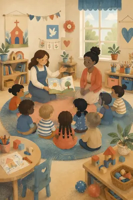 Preschool Teachers Leading Circle Story Time