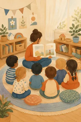 Preschool Story Time Circle With Teacher