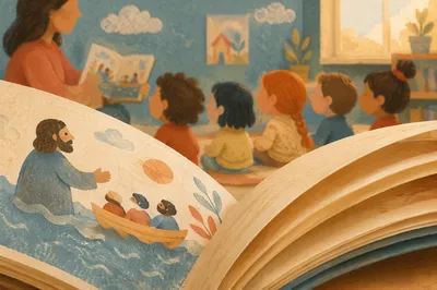 Preschool Story Time Circle in Morning Light
