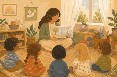 Preschool Story Time Circle With Teacher