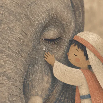 Comforting Elephant Tear Close Up