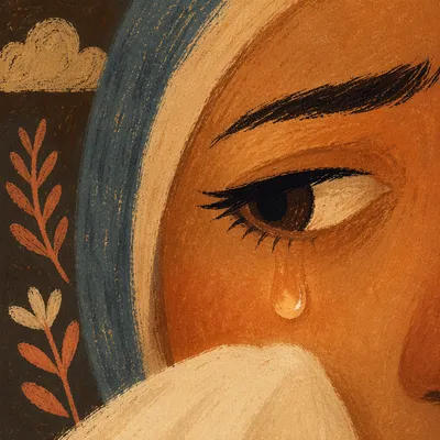 Close Up Tear on Cheek Comfort