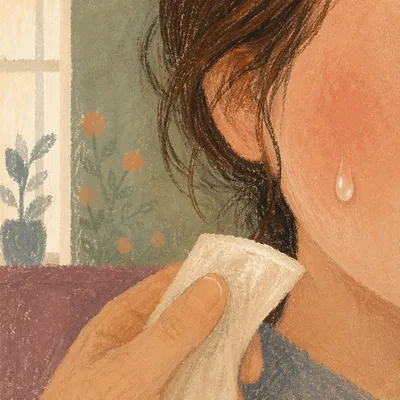 Tearful Cheek with Gentle Comfort