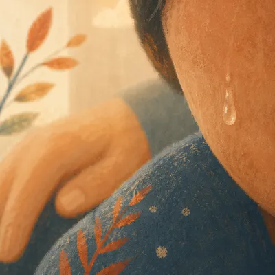 Single Tear and Gentle Comfort Close Up