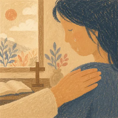 Comforting Hand Beside a Tearful Cheek