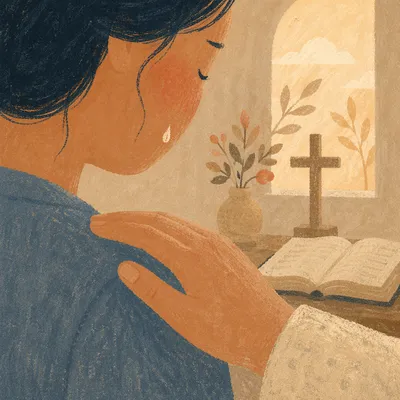 Tearful Prayer and Gentle Comfort