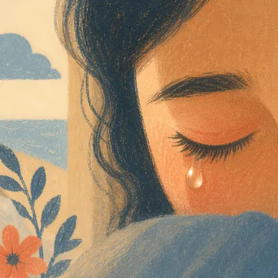 Single Tear in Gentle Comfort Close-Up