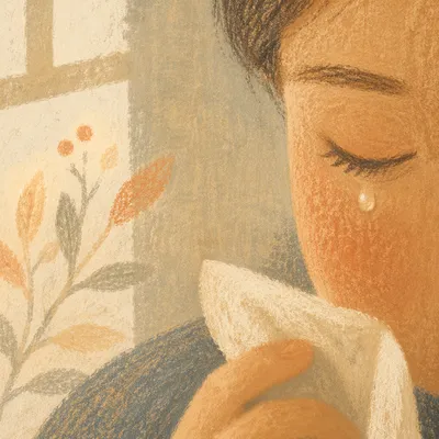 Tear on Cheek in Gentle Comfort