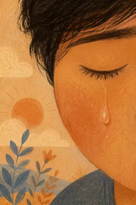 Tear on Cheek in Warm Comfort