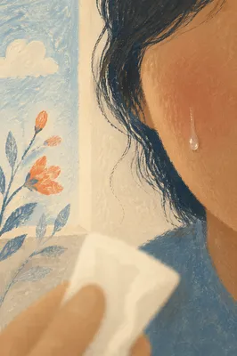 Single Tear with Gentle Comforting Presence