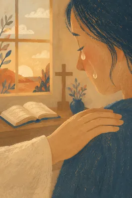 Tearful Cheek with Gentle Comforting Hand