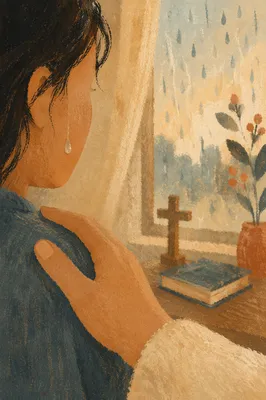 Comforting Hand Beside a Tearful Cheek